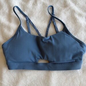 Stylish Blue Ribbed Sports Bra